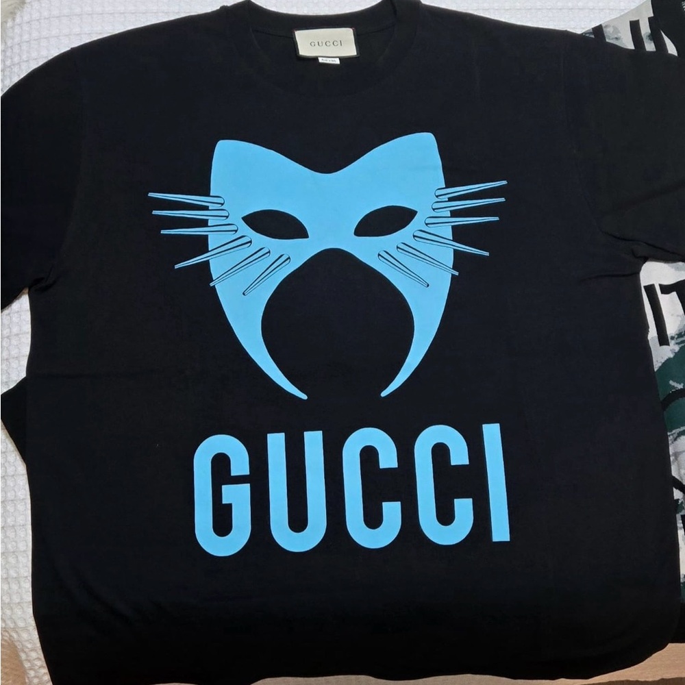 Gucci Black T-Shirt with Blue Mask Design